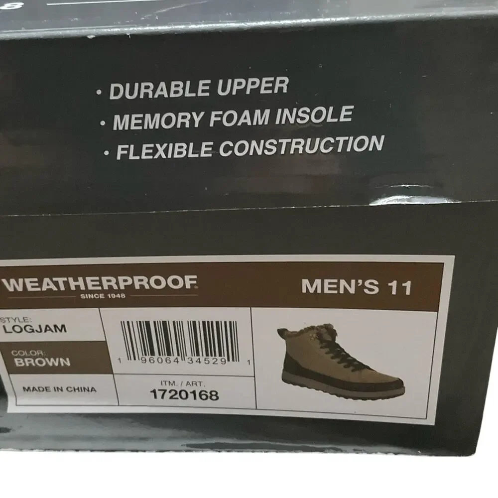 Weatherproof Men's Logjam Memory Foam Sneaker Boots Brown Size 11 NIB NEW